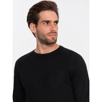 Pánské tričko Ombre S dlouhým rukávem OM-LSCL-0109 Černá Reglan Fit S