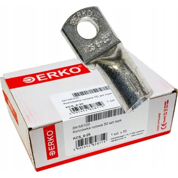 Kabelové oko 50x Měděné pocínované kabelové oko 25mm M6 ERKO KCS