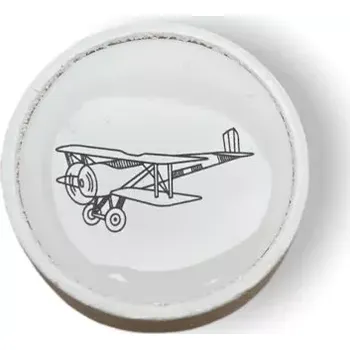 Nábytková knopka Nero bílá, motiv letadlo V33