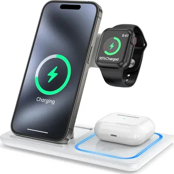 Autožárovka Interlook MD-DK15-15W-W | Skládací bezdrátová nabíječka | dokovací stanice pro iPhone. Apple Watch a AirPods