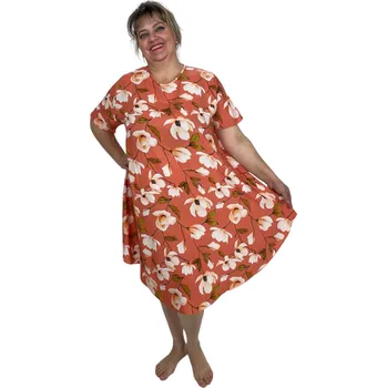 Dámské šaty NOVINKA - Šaty s rukávky Růžičky - cihlové