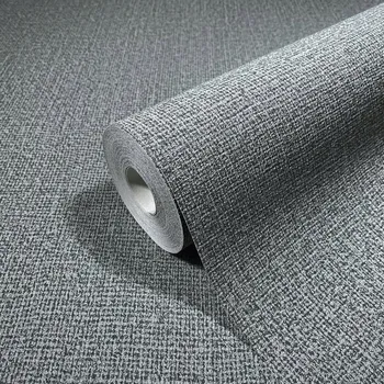 Tapeta ŠEDO-ZELENÁ VINYLOVÁ TAPETA S TEXTUROU, IMITACE PLÁTNA, POZADÍ TAPETY