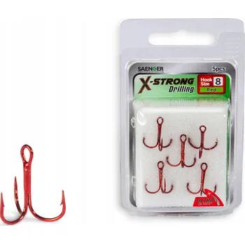 Rybářský háček Spinningové trojháčky SANGER X-STRONG RED, velikost 5, ks