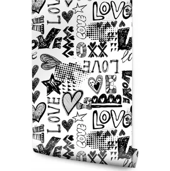Fototapeta Mládežnická tapeta srdce hvězdičky nápisy láska