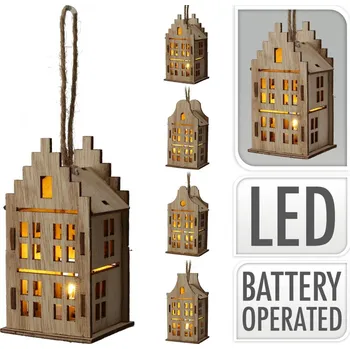 LED domeček přírodní balení 4 ks, 9,5x4x5 cm, mix druhů