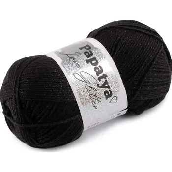 Příze Pletací příze Papatya Love Glitter 100 g, barva 12 (2001) černá