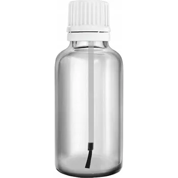 Láhev LAHVIČKA 30ML PRŮHLEDNÁ S VÍČKEM A ŠTĚTEČKEM BÍLÁ