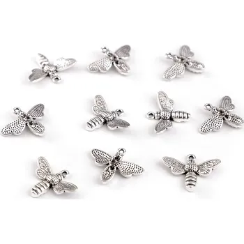 Kovový přívěsek / taháček na zip včela 19x15 mm, barva 1 platina