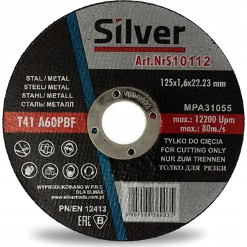 Řezný kotouč Řezný kotouč na kov Silvertools S10112 125x22,2 mm