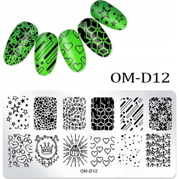 Kovová destička / šablona na nehty D-12