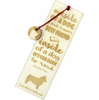 Doplněk ke knize Švédský Vallhund gravírovaná záložka do knihy se psem, jméno psa