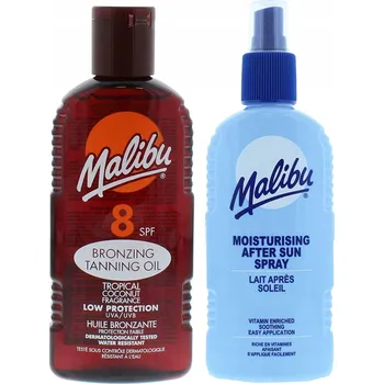 Přípravek na opalování Malibu Opalovací olej SPF 8 200 Ml + Balzám Ve Spreji po opalování 200 Ml