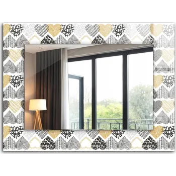 Zrcadlo Krásné moderní zrcadlo s ozdobným rámem dekor loft 80x60 Barevná Srdíčka