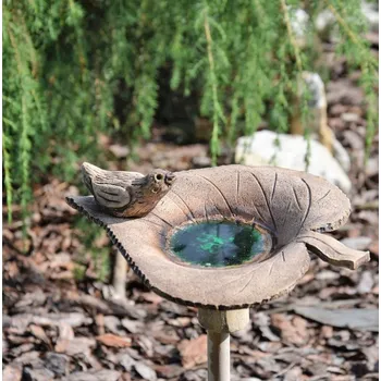 Zahradní dekorace Keramické pítko pro ptáčky ve tvaru listu - zelené - zahradní dekorace