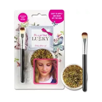 Karnevalový kostým Lukky třpytivý tělový gel se štětcem, zlatý - EPEE