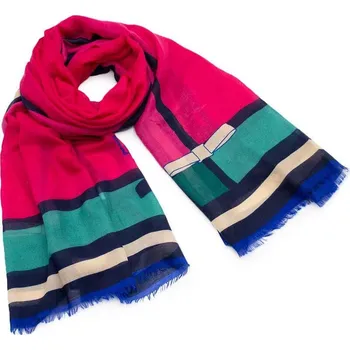 Šála Šála klasická - fuchsiovo-zelená s potiskem