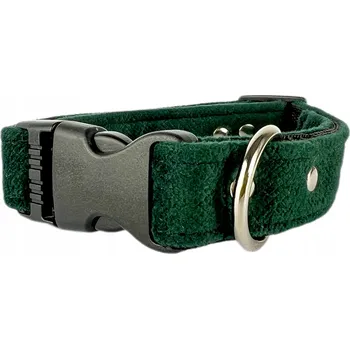 Obojek pro psa Velurový obojek pro psa, silný - Lahvově Zeleň, L, plastová spona