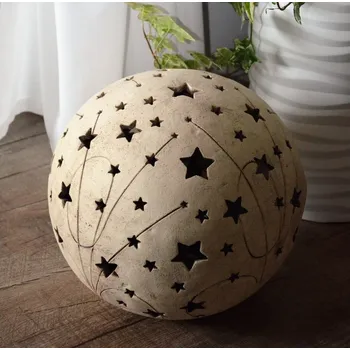 Zahradní dekorace Keramická koule na svíčku s hvězdami a kometami (25 cm)