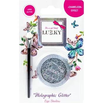 Oční stíny Gelové oční stíny s holografickými třpytkami a štětcem Lukky