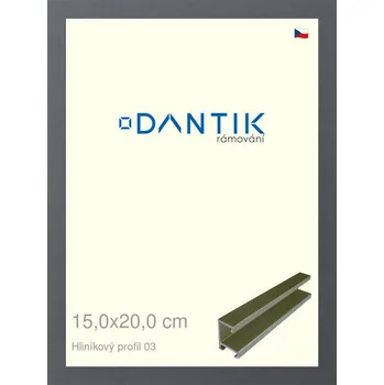 Rám na obraz DANTIK rámeček 15x20 | ALU profil 7003 Platina matná (Sklo Čiré) (Vyrobeno s láskou u nás v DANTIKU)