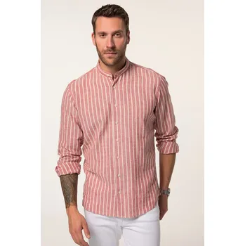 Pánská košile JP1880, Plus size Košile JP1880, lněná směs, dlouhé rukávy, stojáček, Modern střih, do 8XL pro plnoštíhlé nadměrná velikost, 835515676-1454, oranžový, 5XL, Plus size oblečení, Oblečení pro vysoké muže, Nadměrné velikosti, Oblečení pro plnoštíhlé.