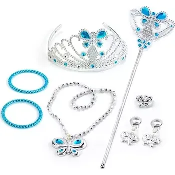 Karnevalový kostým Alltoys Set pro princeznu s náramky korunkou a náušnicemi v modré