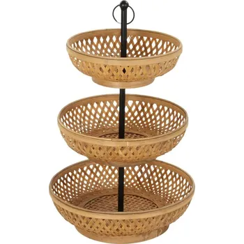 Dámské tričko Mísa na ovoce 3-patrová DKD Home Decor Tropický Bambus Kov Aluminium (40 x 40 x 70 cm)