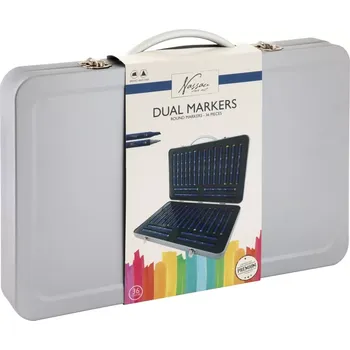 Nassau Oboustranné fixy v kovovém kufříku 36 ks