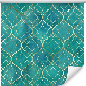 Fototapeta Tapeta do obýváku Tyrkysové akvarelové pozadí Ornamenty