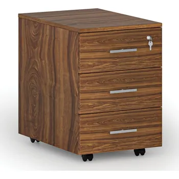 Zásuvkový kontejner Kancelářský mobilní kontejner SOLID, 3 zásuvky, ořech