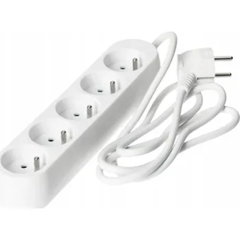 Napájecí kabel PRODLUŽOVACÍ KABEL 5 ZÁSUVEK 3m BÍLÝ S UZEMNĚNÍM 5 ZÁSUVEK