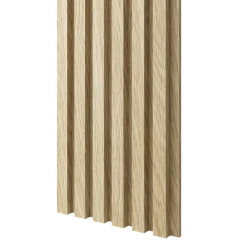 Obklad Lamele 3D Dřevěné lamely ÚZKÉ na LAMINOVANÉ desce (MDF), EVROPSKÝ DUB, CPL PREMIUM + MDF, 24 x 300 x 2750 mm (0,825 m2)