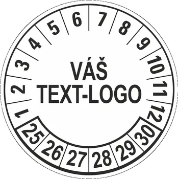 Papír Kontrolní štítek6 25-30 Váš text/logo samolepící PVC fólie arch 30 ks - 25 mm