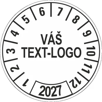 Speciální papír Kontrolní štítek 2027 – Váš text/logo samolepící PVC fólie arch 10 ks - 40 mm