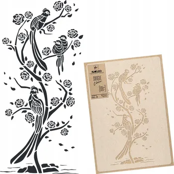 Šablona malířská OPAKOVANĚ POUŽITELNÁ XXL 59x95cm ČÍNSKÝ VZOR Ptáci CHINOISERIE