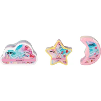 Šumivé koule do koupele ve tvaru měsíce, mraku a hvězdy CREATE IT!