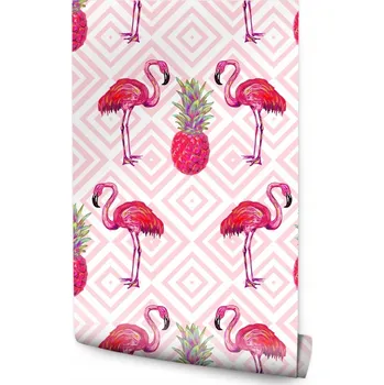 Fototapeta Tapeta Růžoví Plameňáci a Ananasy /109459999