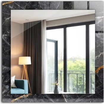 Zrcadlo Stylové Čtvercové Zrcadlo Glamour Moderní Loft Černý mramor žilky 60x60