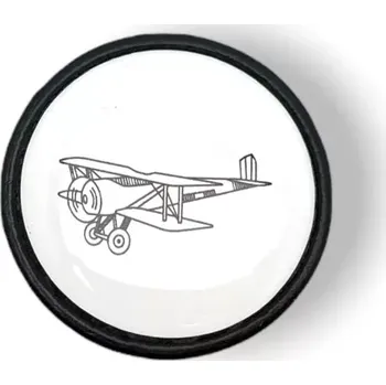 Nábytková knopka Bianco černá, motiv letadlo V33