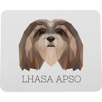 Obraz Lhasa Apso - geometrická podložka s fotkou a nápisem pod myš Art-Dog