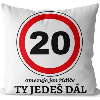 Dekorativní polštářek Polštář se značkou - 20 omezuje jen řidiče