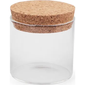 Dóza na potraviny Skleněná lahvička / dóza s korkem, barva 1 (65x60 mm) transparent