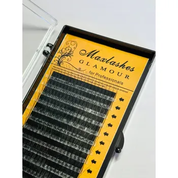 Umělé řasy Objemové řasy pro prodlužování Glamour 3D, zakřivení C, tloušťka 0,07 mm, délka 11 mm, 16 proužků
