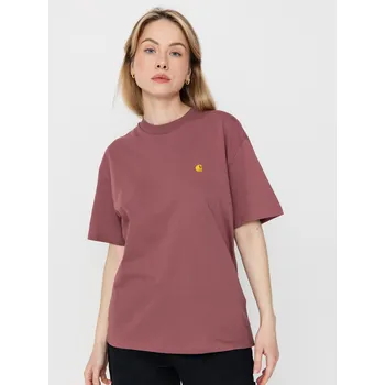 Dámské tričko Carhartt WIP Chase (dusky pink/gold) XS, vínově červená