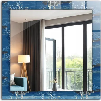 Zrcadlo Stylové Čtvercové Zrcadlo Glamour Moderní Loft Stromy krajina 60x60 cm