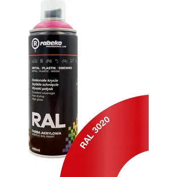 Barva ve spreji SPREJ barva Rabeko RAL 400ml ČERVENÝ lesk RAL 3020