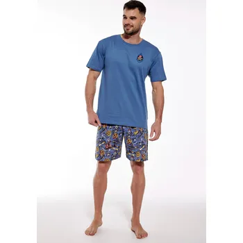 Pánské pyžamo Cornette pyžamo pánské 326/156 Pirates 2 - modrá, XL (Pánské bavlněné pyžamo Cornette s krátkým rukávem)