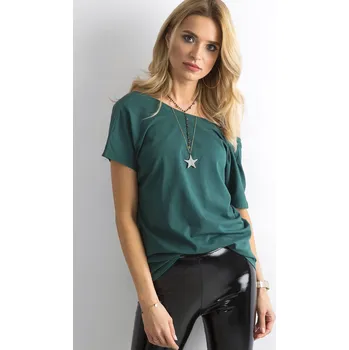 Dámské tričko BASIC FEEL GOOD Bavlněné tričko Lucia tmavě zelené Velikost: L