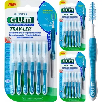 Zubní kartáček Mezizubní kartáčky GUM TRAV-LER 1,6 mm Modré 3x6 ks
