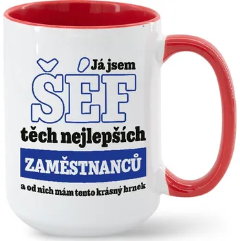 Vtipný keramický hrnek Já jsem šef, Barva Červená, Velikost 450 ml, Canvas Keramický hrnek MAX - barevný vnitřek a ucho Bezvatriko.cz 2358